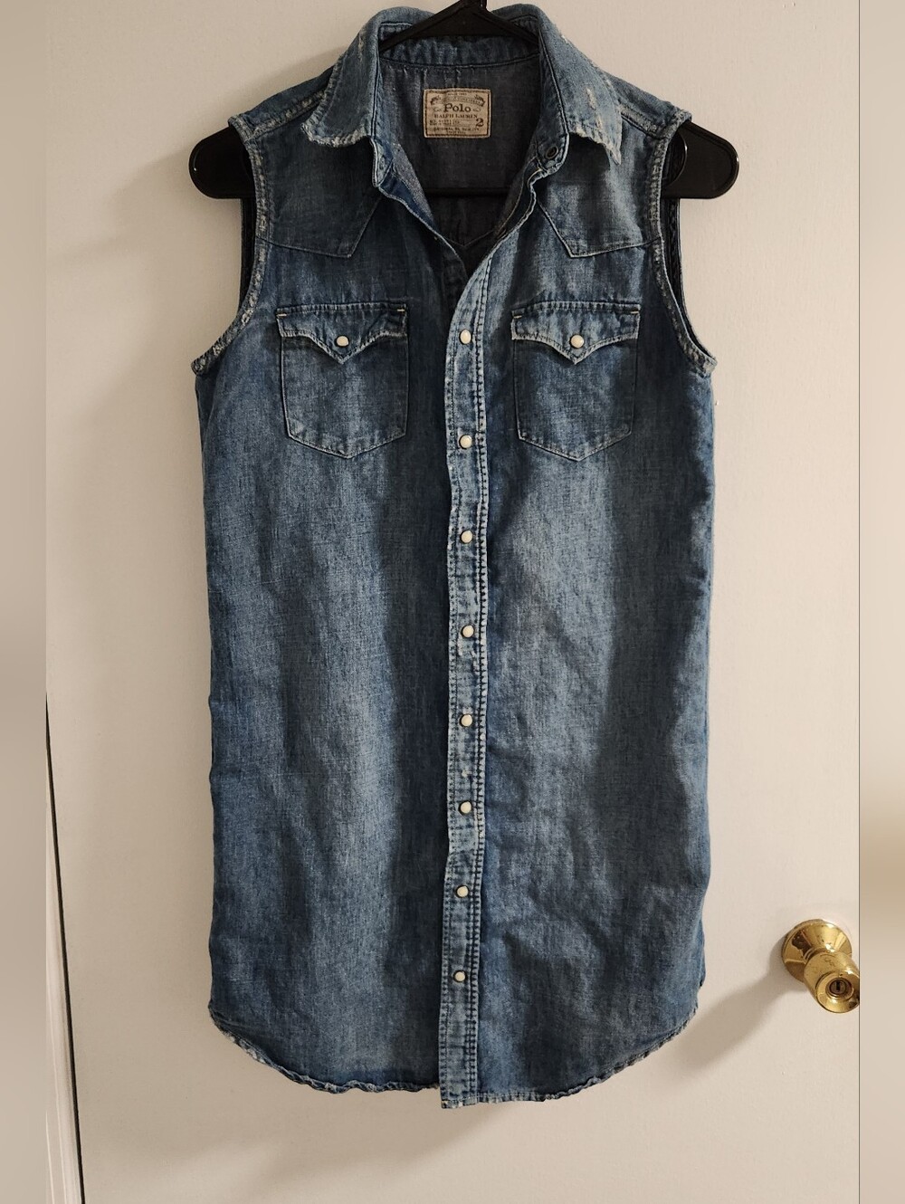 Polo Ralph Lauren Western Snap Front Denim Dress ,size 2